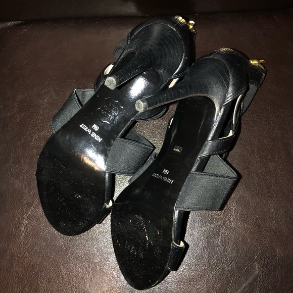 Nine West black strappy stretch stilettos - Picture 4 of 4